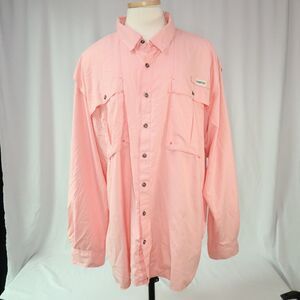 Magellan Outdoors Fishing Camp Shirt long Sleeve with roll tabs Mens 4XL Pink